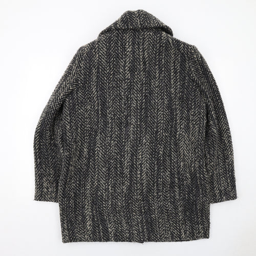Label Lab Womens Grey Herringbone Overcoat Coat Size 16 Zip
