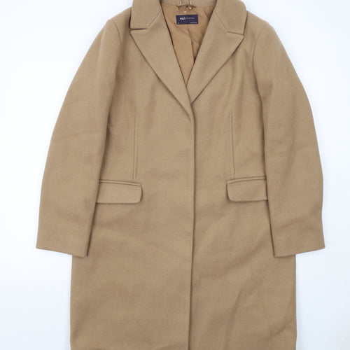Marks and Spencer Womens Beige Overcoat Coat Size 14 Snap