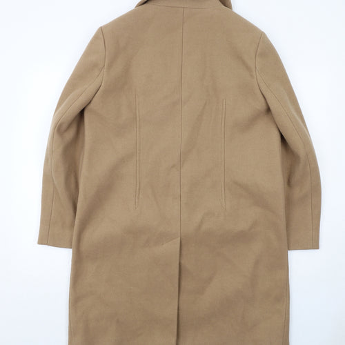 Marks and Spencer Womens Beige Overcoat Coat Size 14 Snap