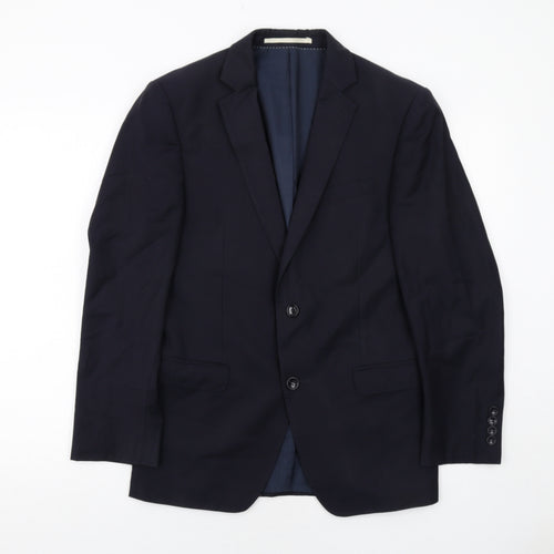 Blazer Mens Blue Polyester Jacket Suit Jacket Size 38 Regular
