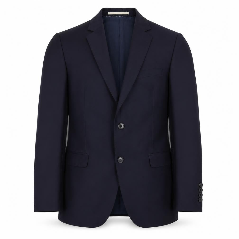 Front view of Blazer men’s blue polyester jacket suit jacket, size 38, regular