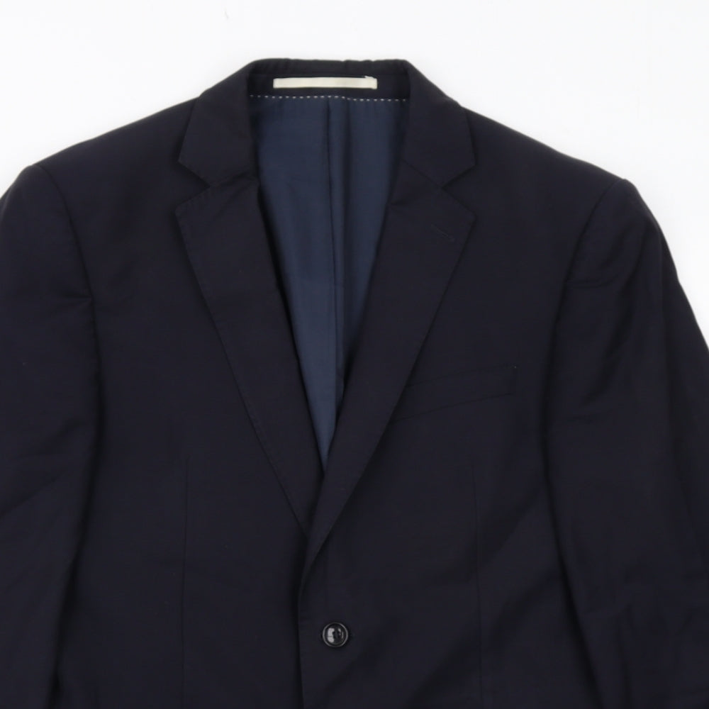 Blazer Mens Blue Polyester Jacket Suit Jacket Size 38 Regular