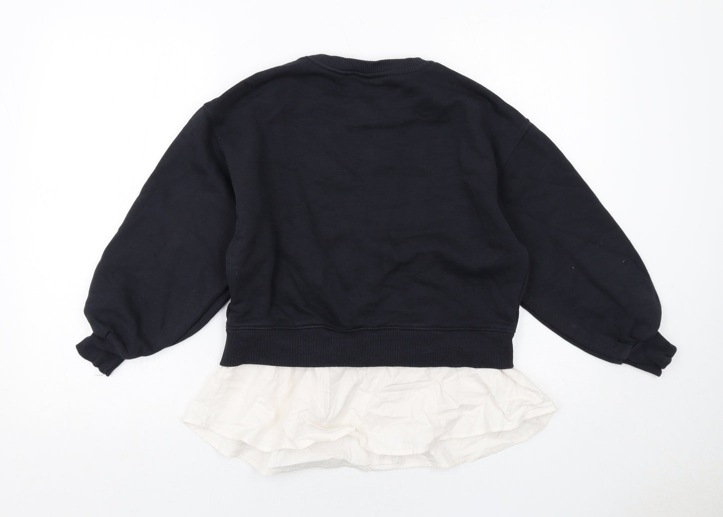 Zara Girls Black Cotton Pullover Sweatshirt Size 10 Years Pullover - Happy Today Shirt Insert