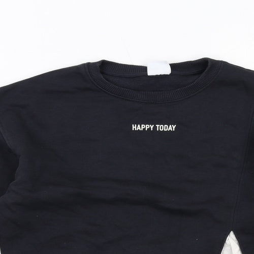 Zara Girls Black Cotton Pullover Sweatshirt Size 10 Years Pullover - Happy Today Shirt Insert