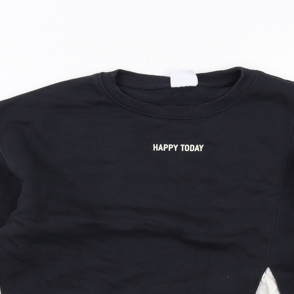 Zara Girls Black Cotton Pullover Sweatshirt Size 10 Years Pullover - Happy Today Shirt Insert