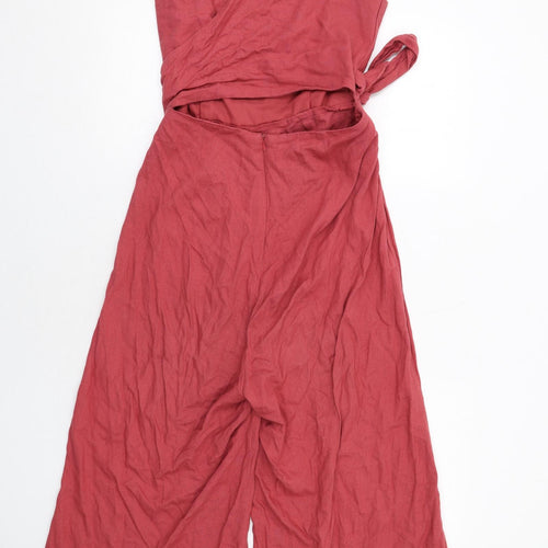 RESERVED Womens Red Linen Jumpsuit One-Piece Size 12 Zip