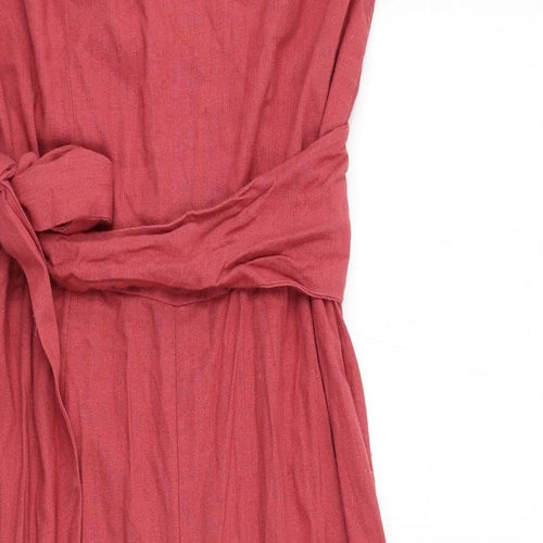 RESERVED Womens Red Linen Jumpsuit One-Piece Size 12 Zip