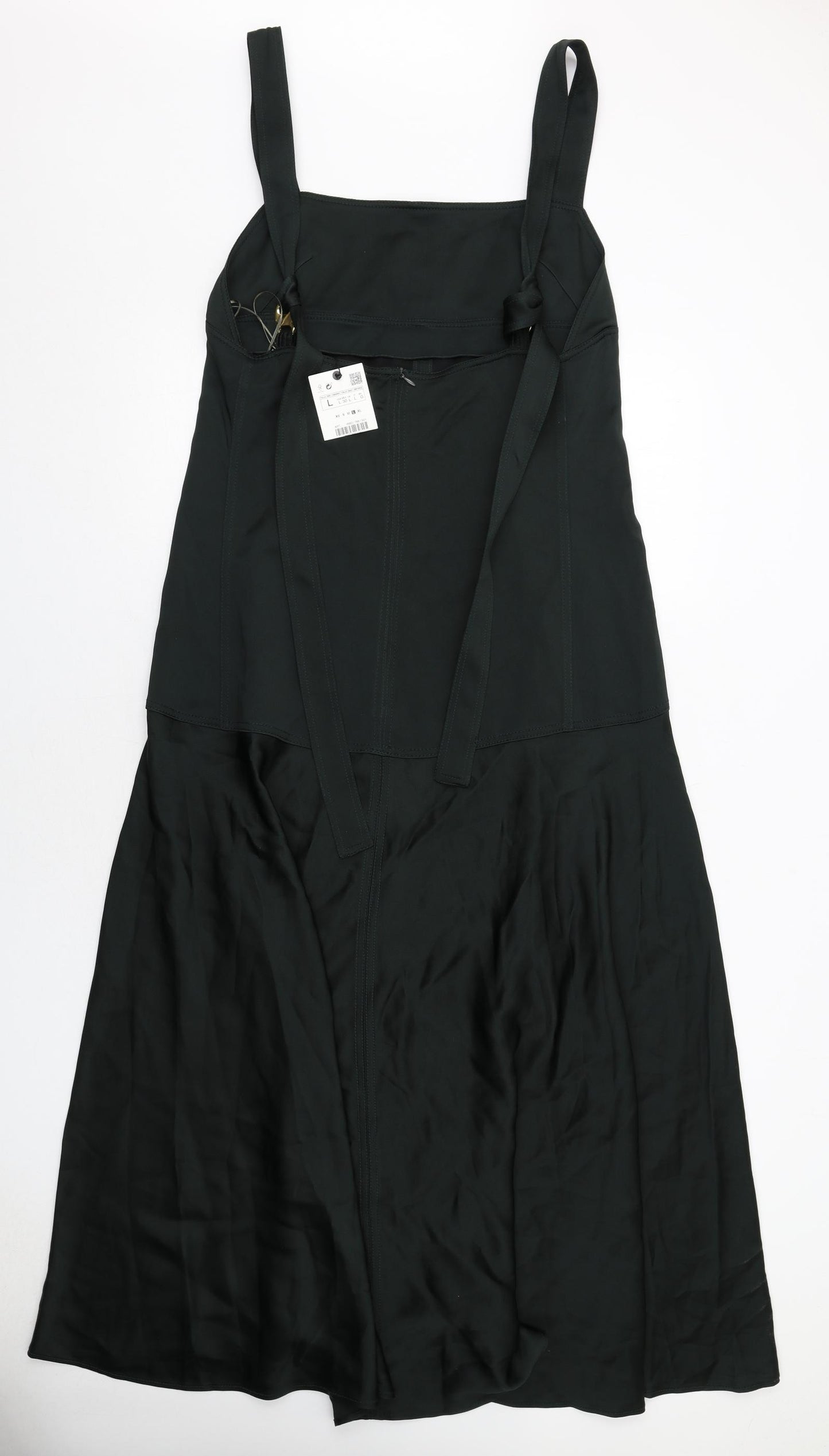 Zara Womens Green Polyester Maxi Size L Square Neck Zip