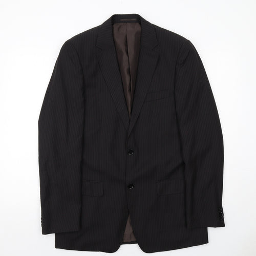 Butler and Webb Mens Black Striped Polyester Jacket Suit Jacket Size 38 Regular