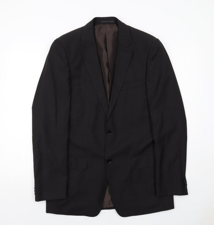Butler and Webb Mens Black Striped Polyester Jacket Suit Jacket Size 38 Regular