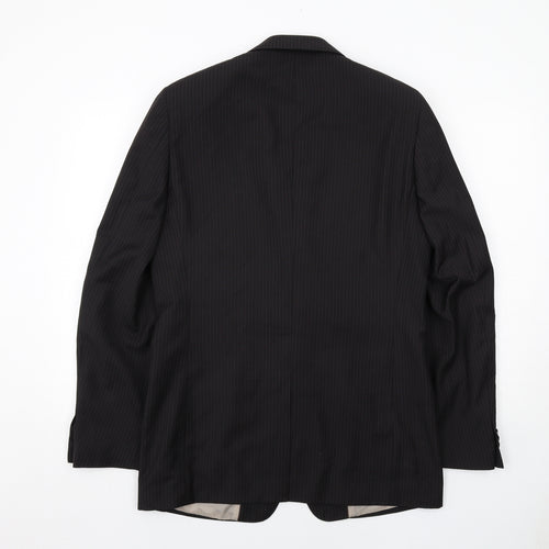 Butler and Webb Mens Black Striped Polyester Jacket Suit Jacket Size 38 Regular