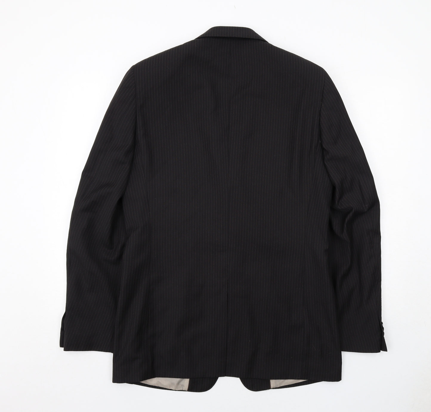 Butler and Webb Mens Black Striped Polyester Jacket Suit Jacket Size 38 Regular