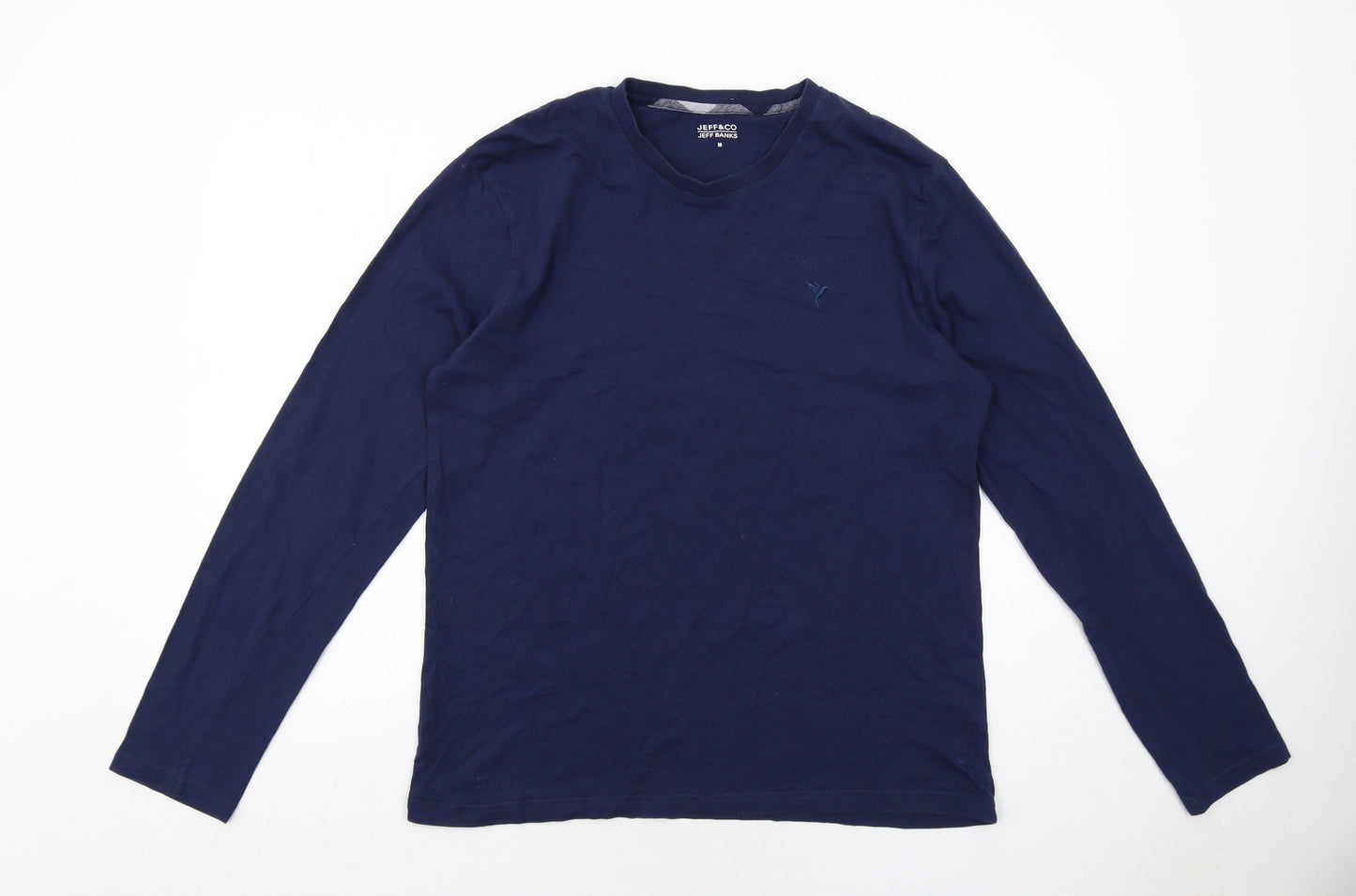Jeff Banks Mens Blue Cotton T-Shirt Size M Round Neck