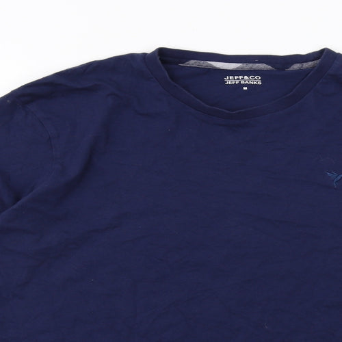 Jeff Banks Mens Blue Cotton T-Shirt Size M Round Neck