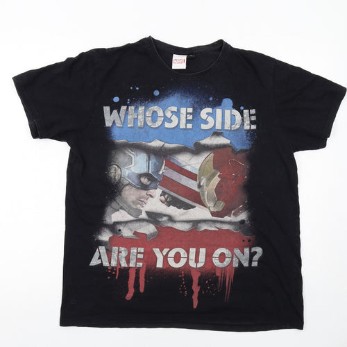 Marvel Mens Black Cotton T-Shirt Size L Round Neck - Whose Side Are You On?