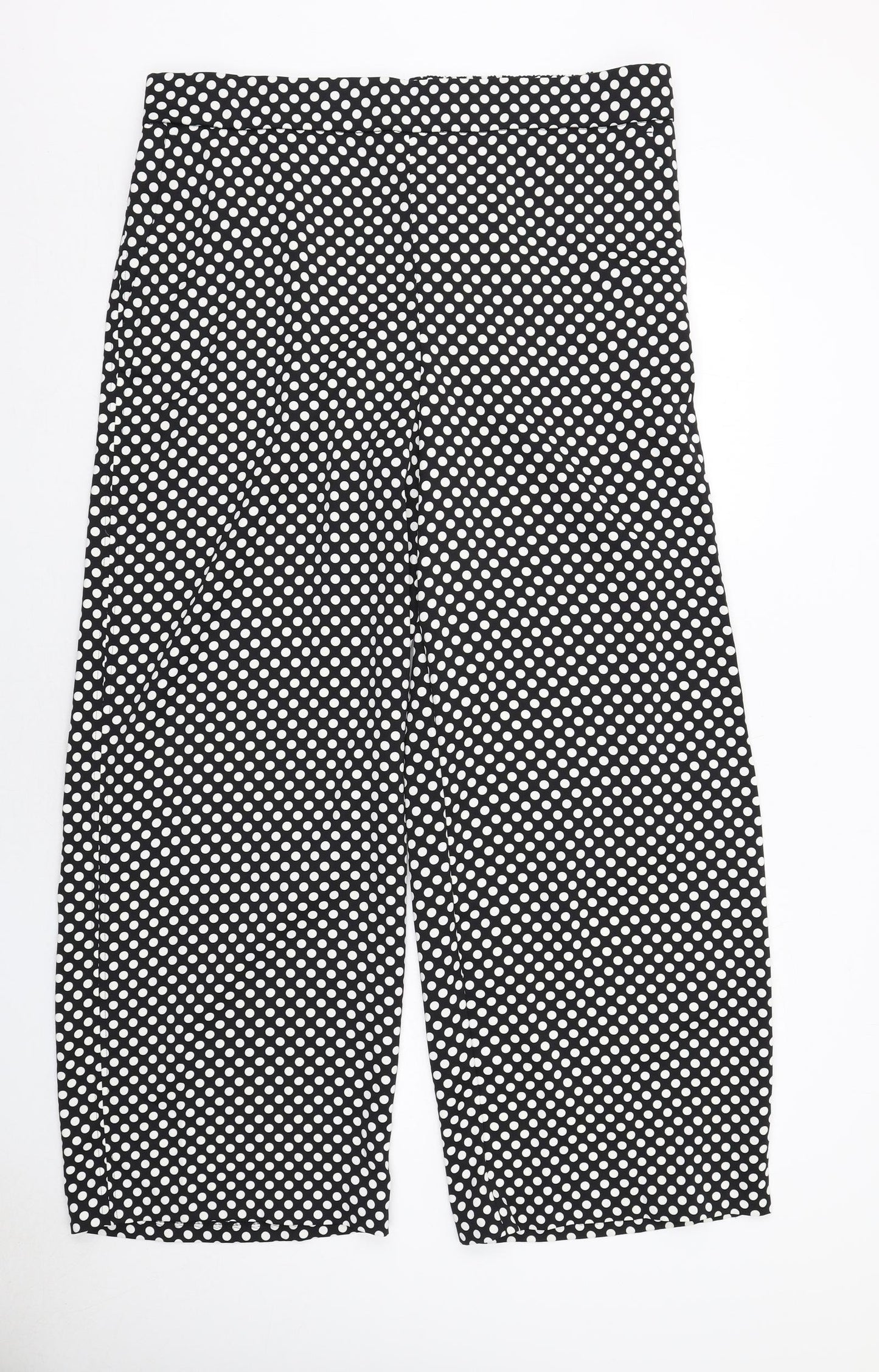 Marks and Spencer Womens Black Polka Dot Polyester Trousers Size 20 Regular