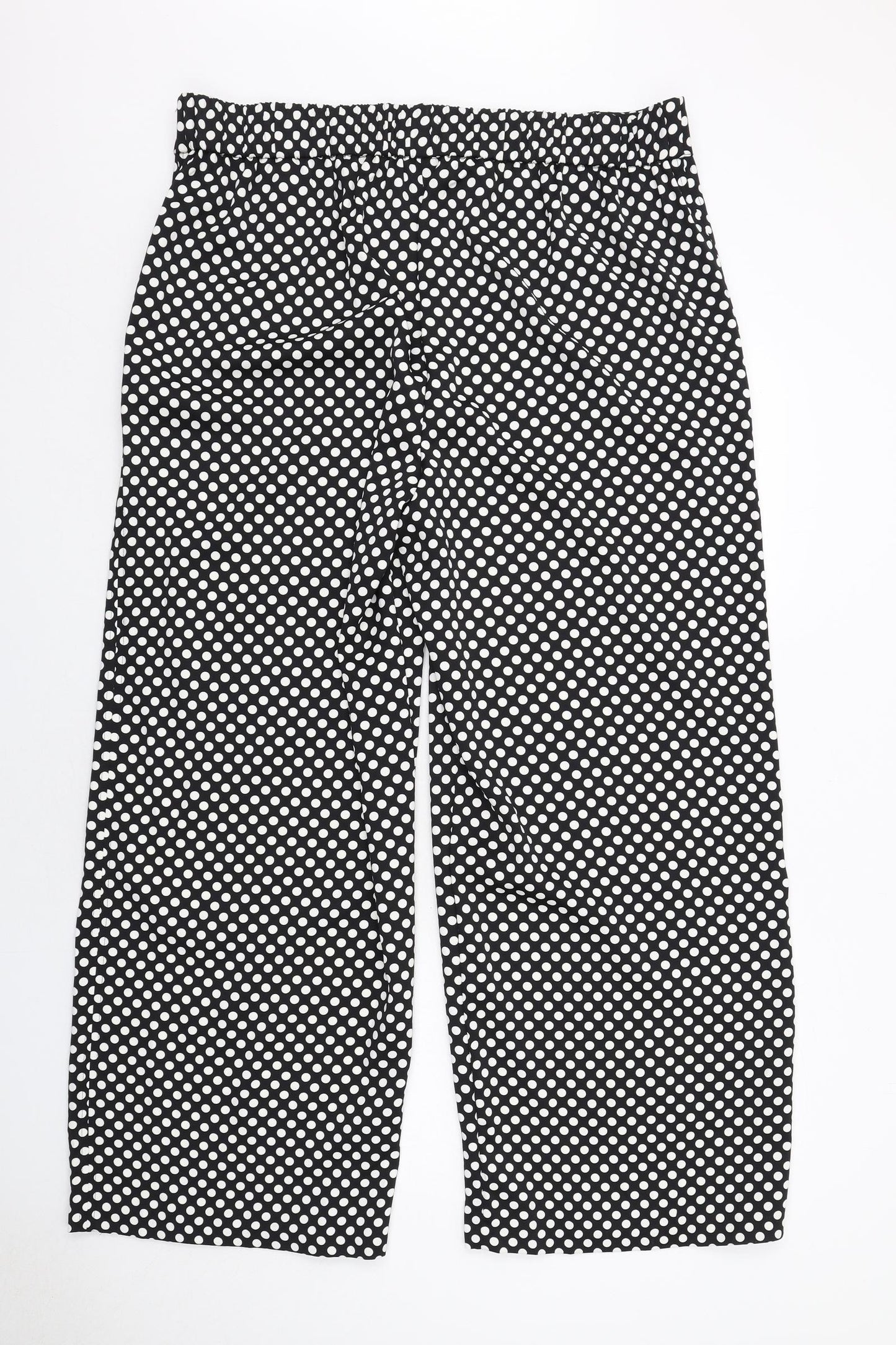 Marks and Spencer Womens Black Polka Dot Polyester Trousers Size 20 Regular