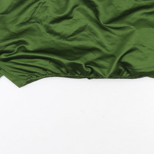PRETTYLITTLETHING Womens Green Polyester Cropped Blouse Size 12 V-Neck