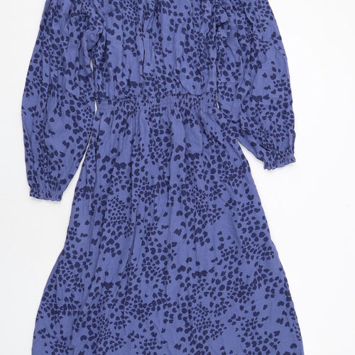 Per Una Womens Blue Geometric Viscose Maxi Size 10 V-Neck Pullover - Elastic Waist