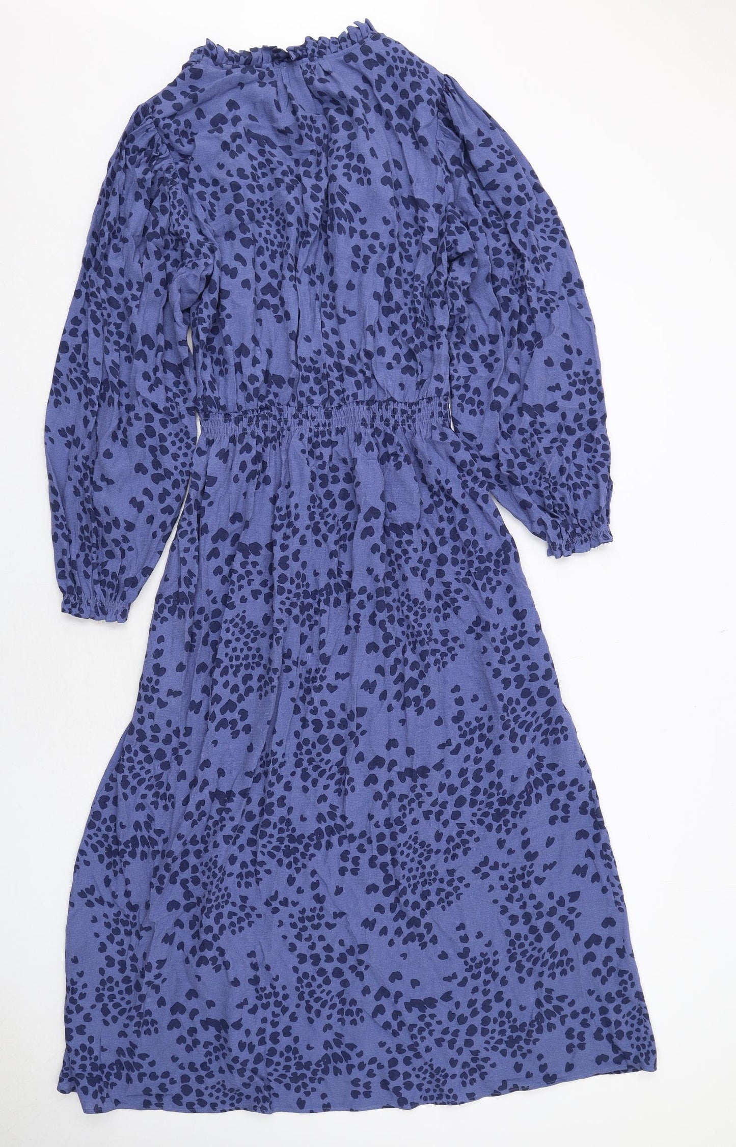 Per Una Womens Blue Geometric Viscose Maxi Size 10 V-Neck Pullover - Elastic Waist