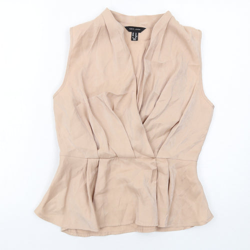 New Look Womens Beige Viscose Basic Tank Size 12 V-Neck