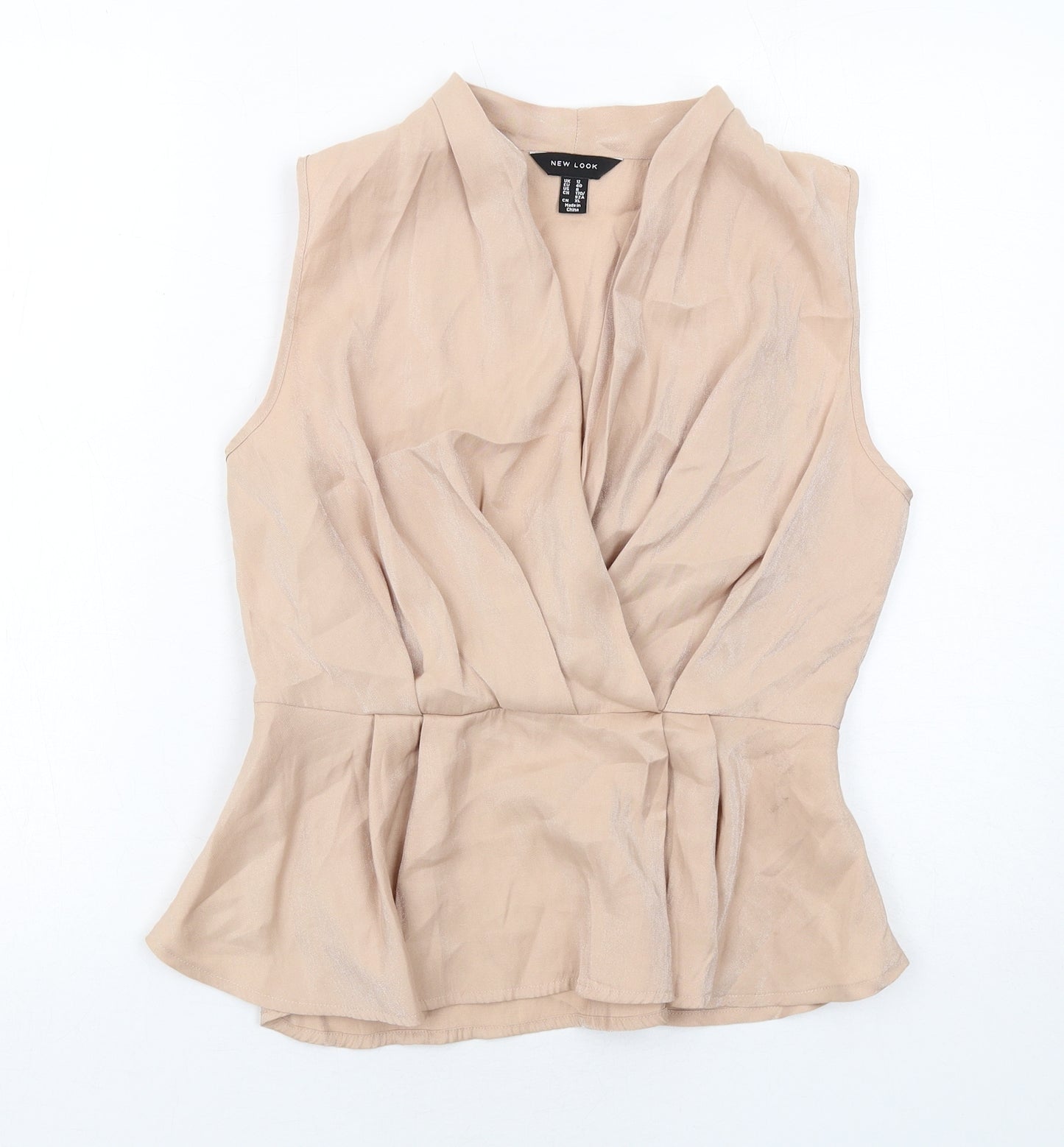 New Look Womens Beige Viscose Basic Tank Size 12 V-Neck