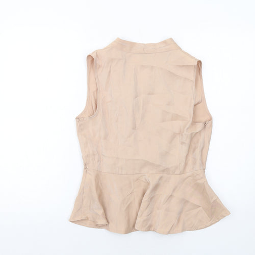 New Look Womens Beige Viscose Basic Tank Size 12 V-Neck