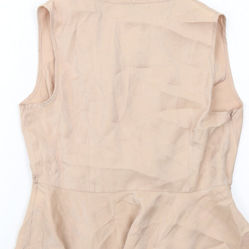 New Look Womens Beige Viscose Basic Tank Size 12 V-Neck