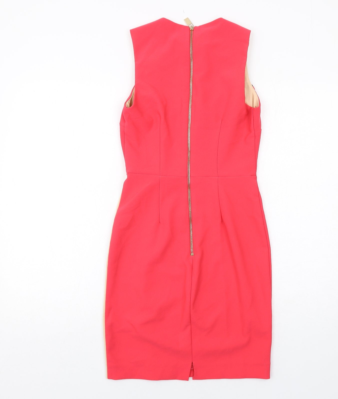 River Island Womens Pink Colourblock Polyester Shift Size 8 Round Neck Zip