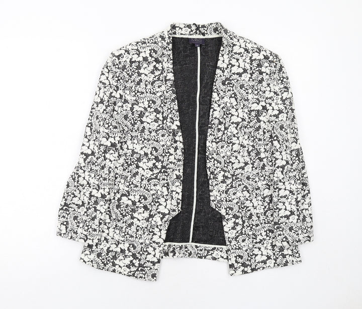 Marks and Spencer Womens White Geometric Jacket Blazer Size 12