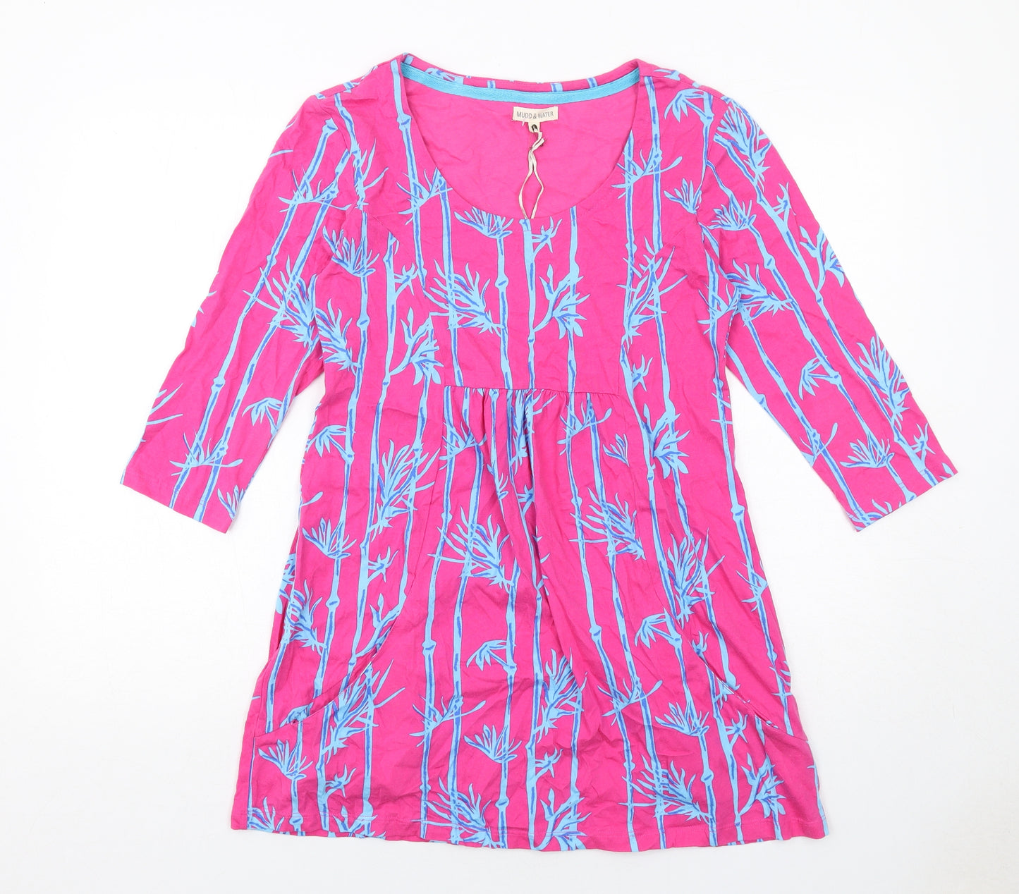 Mudd & Water Womens Pink Geometric Cotton A-Line Size 10 Round Neck Pullover