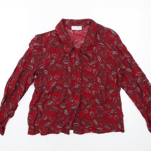 Off Shoot Womens Red Geometric Viscose Basic Button-Up Size S Collared