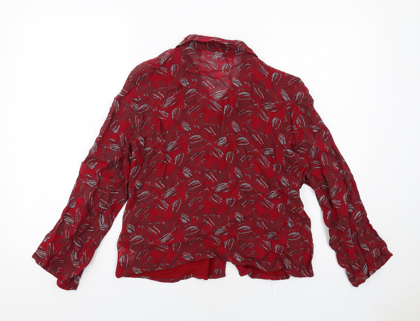 Off Shoot Womens Red Geometric Viscose Basic Button-Up Size S Collared