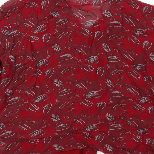 Off Shoot Womens Red Geometric Viscose Basic Button-Up Size S Collared