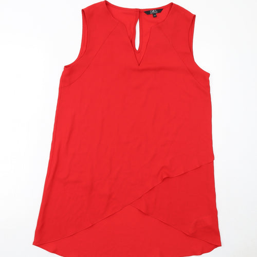 Julien Macdonald Womens Red Polyester Basic Blouse Size 12 V-Neck