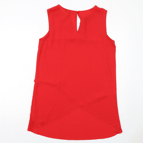 Julien Macdonald Womens Red Polyester Basic Blouse Size 12 V-Neck