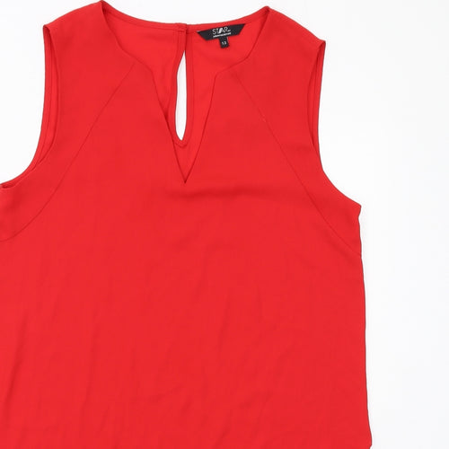 Julien Macdonald Womens Red Polyester Basic Blouse Size 12 V-Neck