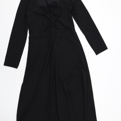 Zara Womens Black Polyester Trapeze & Swing Size M Square Neck Pullover