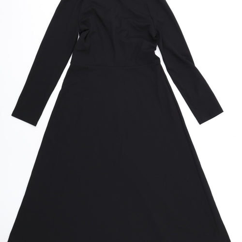 Zara Womens Black Polyester Trapeze & Swing Size M Square Neck Pullover