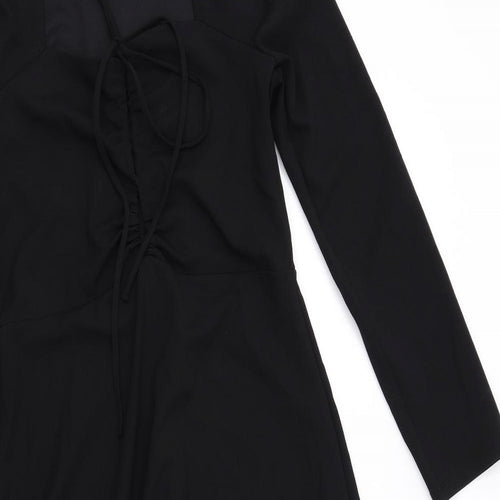 Zara Womens Black Polyester Trapeze & Swing Size M Square Neck Pullover