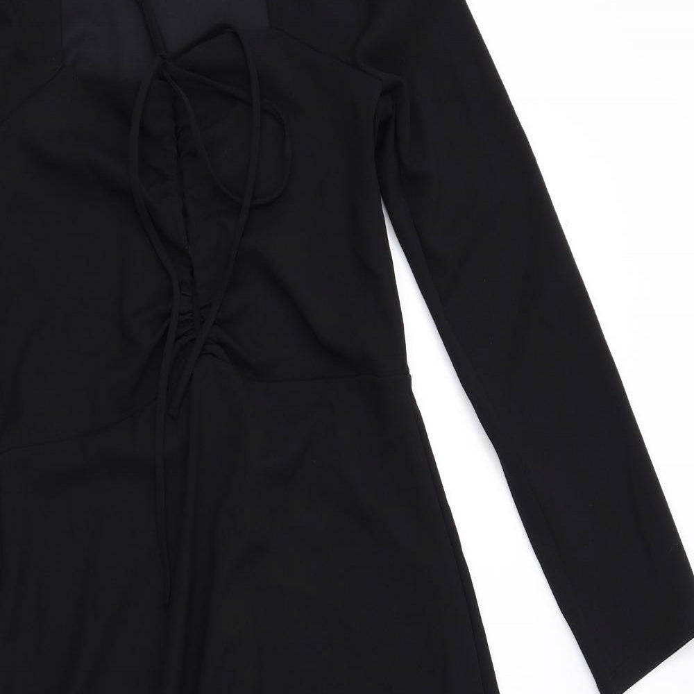 Zara Womens Black Polyester Trapeze & Swing Size M Square Neck Pullover