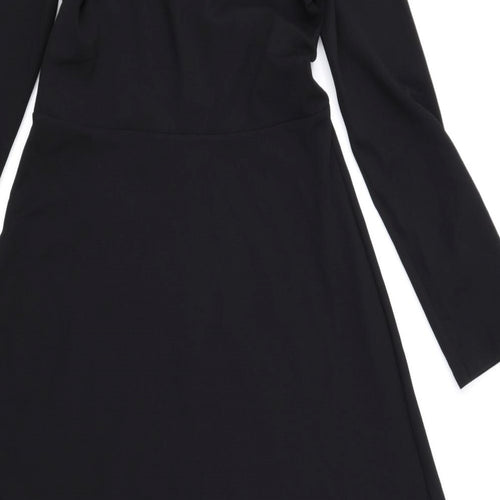 Zara Womens Black Polyester Trapeze & Swing Size M Square Neck Pullover