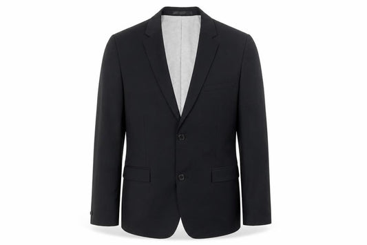 Front view of Ventuno 21 men’s black polyester jacket suit jacket, size 38, regular