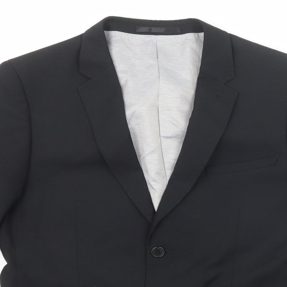 Ventuno 21 Mens Black Polyester Jacket Suit Jacket Size 38 Regular