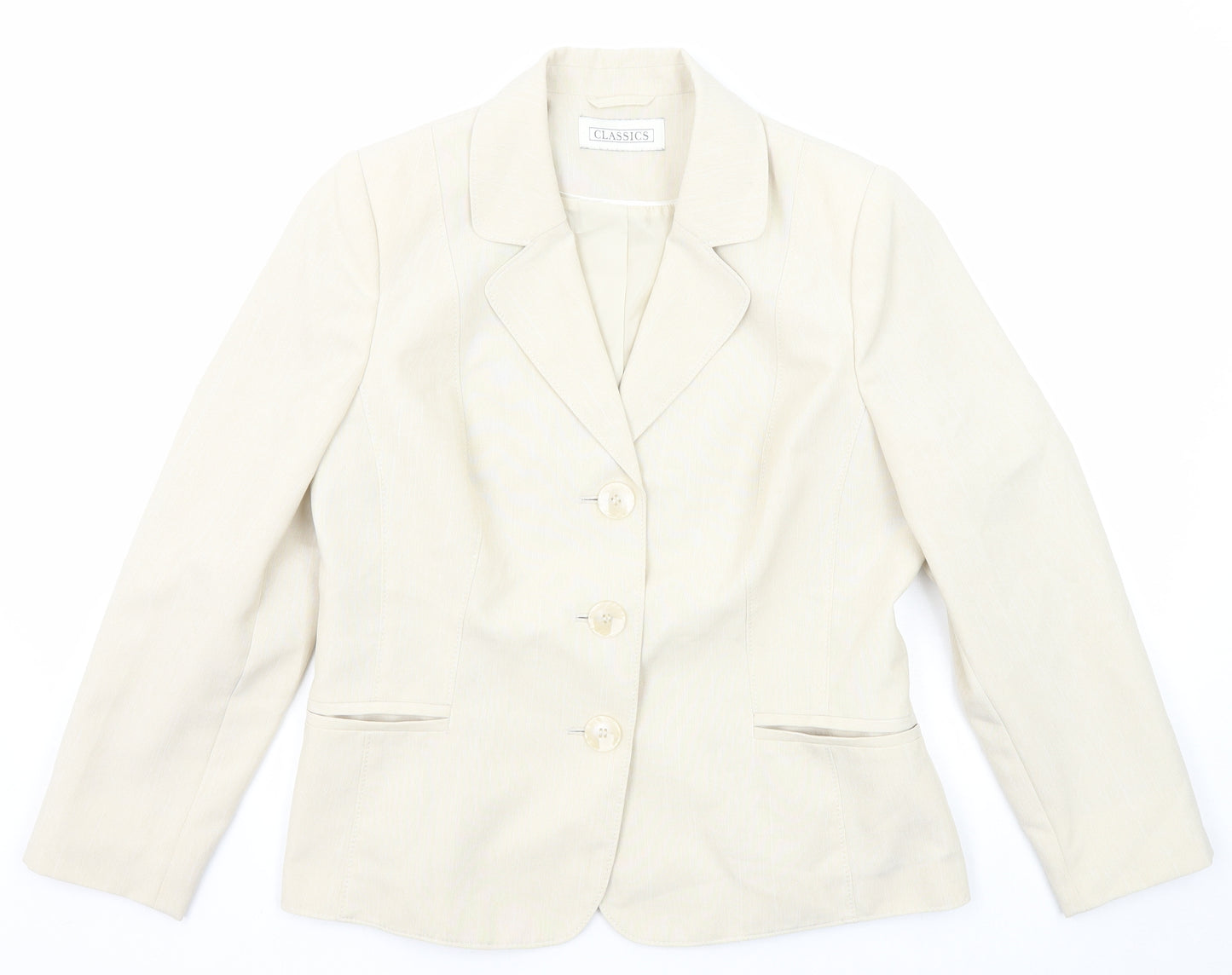 BHS Womens Beige Polyester Jacket Blazer Size 14
