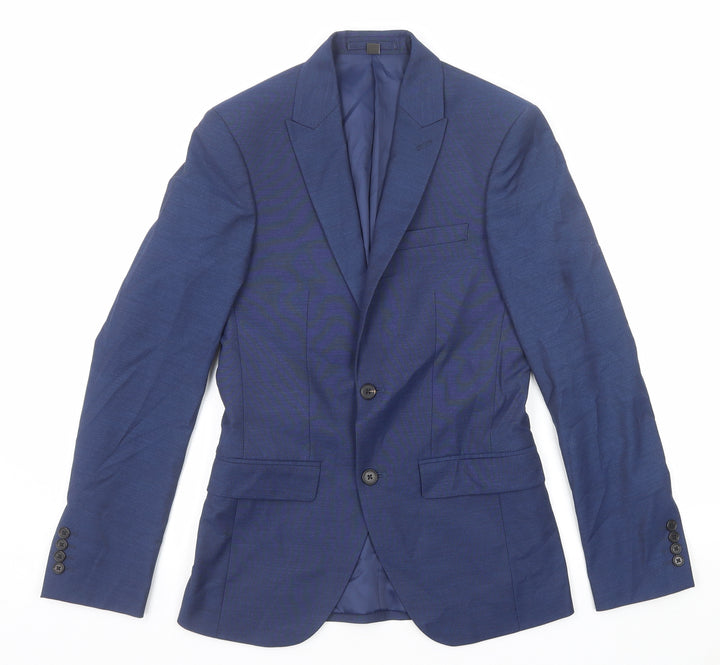 Marks and Spencer Mens Blue Polyester Jacket Suit Jacket Size 34 Regular