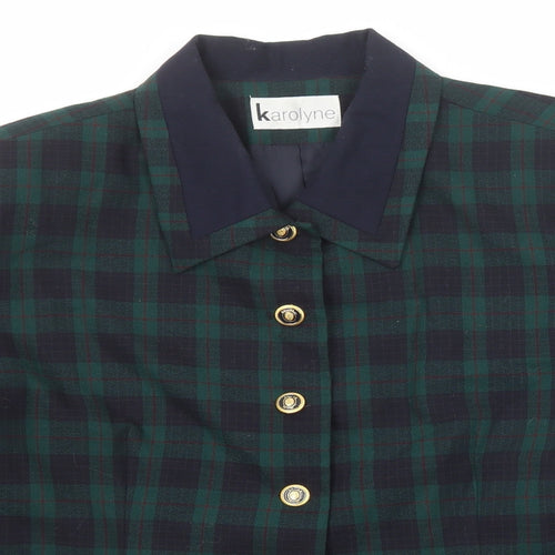 Karolyne Womens Green Geometric Jacket Size 16 Button