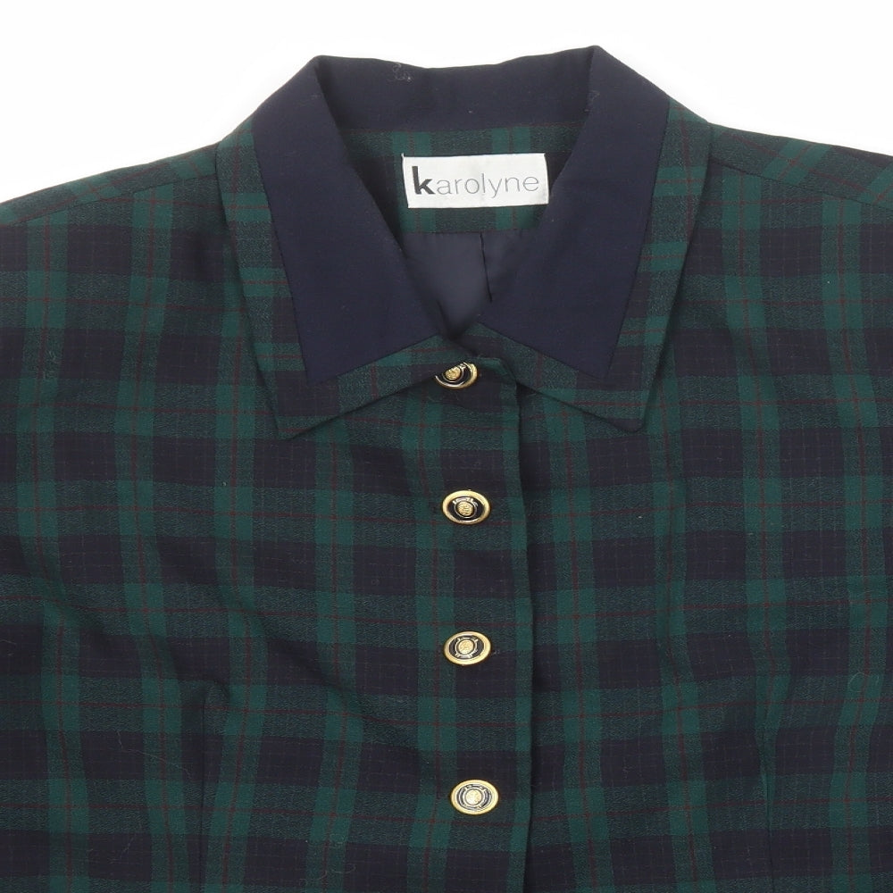Karolyne Womens Green Geometric Jacket Size 16 Button