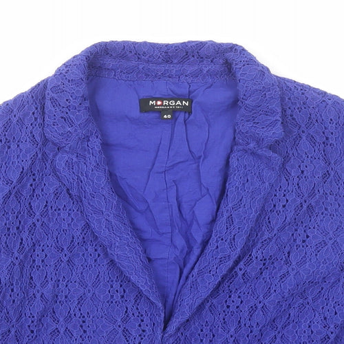 Morgan Womens Blue Jacket Blazer Size 12 Hook & Eye