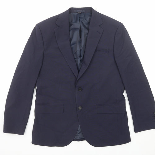 Marks and Spencer Mens Blue Striped Polyester Jacket Suit Jacket Size 38 Regular